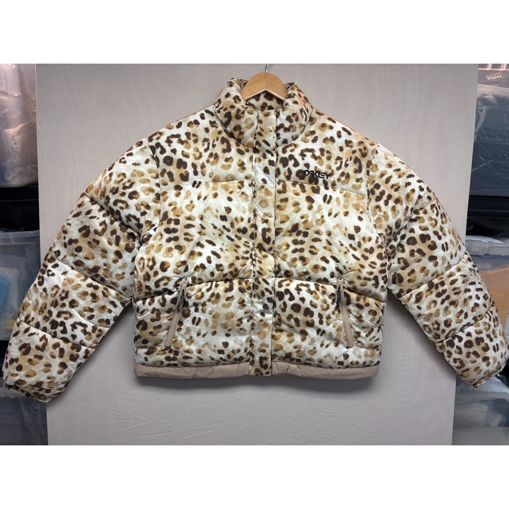 Oakley TNP Puffer Jacket Womens Cheetah TD Print Warm Winter Outerwear XL NWT